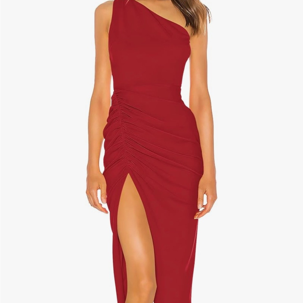 Chic One-Shoulder Red Dress